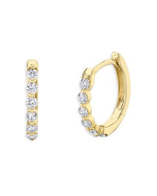 Moon & Meadow - 14K Yellow Gold Diamond Oval Huggie Hoop Earrings - Exclusive