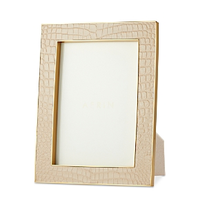 Aerin Classic Croc Leather Frame, 5 X 7 In Fawn