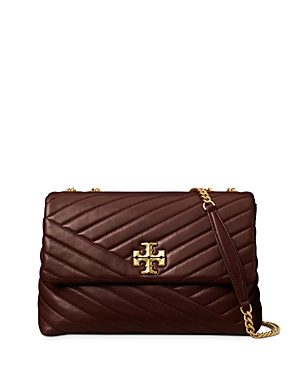 Tory Burch Kira Chevron Leather Convertible Shoulder Bag In Tempranillo/rolled Brass