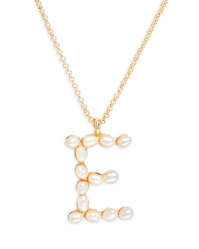 AQUA Imitation Pearl Initial Pendant Necklace in Gold Tone 100