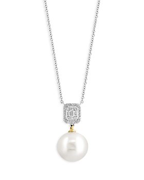 Bloomingdale's - Cultured Freshwater Pearl & Diamond Pendant Necklace in 14K Yellow & White Gold, 18" - 100% Exclusive