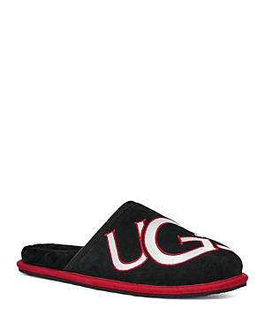 Shop Ugg Men's Scuff Logo Ii Slip On Slippers In Black/samba Red