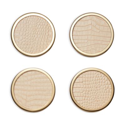 Classic Croc Embossed Leather Coasters, Set of 4