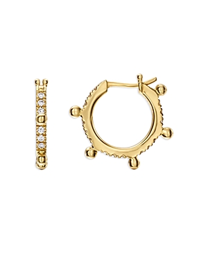 Shop Temple St Clair 18k Yellow Gold Classic Diamond Granulated Small Hoop Earrings