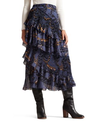 Ted Baker Furela Asymmetric Tiered Midi Skirt | Bloomingdale's