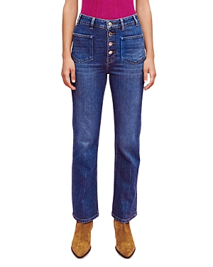 Maje Passiony High Rise Straight Jeans in Blue