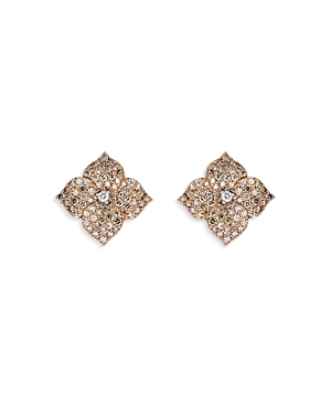 Piranesi 18K Rose Gold Piranesi Flower Champagne & White Diamond Flower Stud Earrings