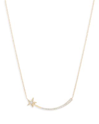 Adina Reyter - 14K Yellow Gold Shooting Star Diamond Large Pav&eacute; Curve Necklace, 15-16"