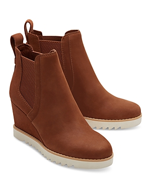 Toms Maddie Womens Suede Stretch Booties In Dark Brown