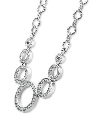 Sterling Silver Caviar Spark Diamond Multi Circle Statement Necklace, 18"