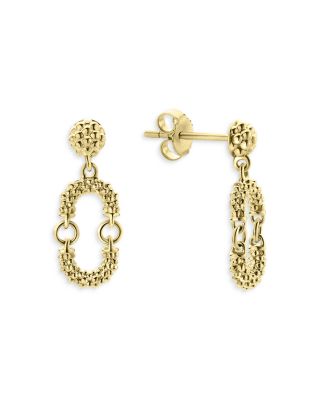 18K Yellow Gold Signature Caviar Superfine Drop Earrings
