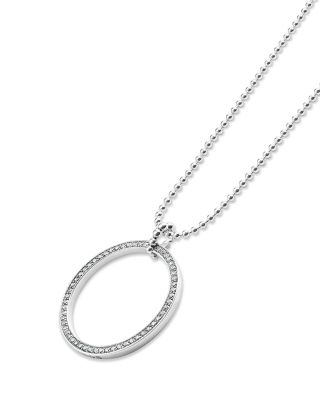 Sterling Silver Diamond Caviar Spark Circle Pendant Necklace