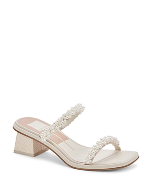 Shop Dolce Vita Women's River Pearl Slip On High Heel Sandals In Vanilla Pearl
