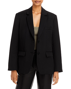 Anine Bing Quinn Single-breasted Wool Blazer In Black