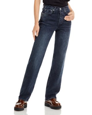 rag & bone - Alex Cotton High Rise Straight Jeans in Dekalb