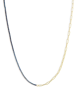 Argento Vivo Cubic Zirconia & Chain Link Tennis Necklace in 14K Gold Plated Sterling Silver, 13.5-15.5