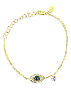 Meira T 14k Yellow Gold Diamond Evil Eye Bracelet In Blue/gold