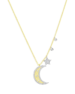 Meira T 14k White & Yellow Gold Diamond Moon & Stars Multi Charm Pendant Necklace, 18 In White/gold