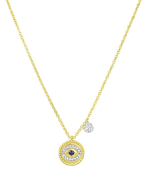 Shop Meira T 14k White & Yellow Gold Blue Sapphire & Diamond Evil Eye Pendant Necklace, 18