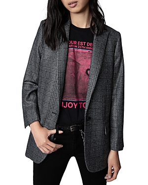 Zadig & Voltaire Check-pattern Blazer In Anthracite