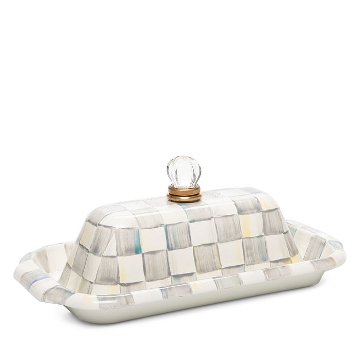 Mackenzie-Childs Sterling Check Enamel Lidded Butter Box Back to results - Bloomingdale's