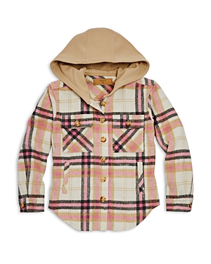Blanknyc Girls' Plaid Hooded Shirt Jacket - Big Kid