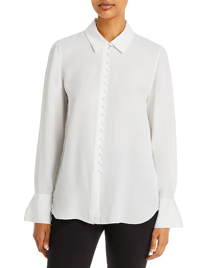 Lafayette 148 New York Hand Looped Button Silk Blouse | Bloomingdale's