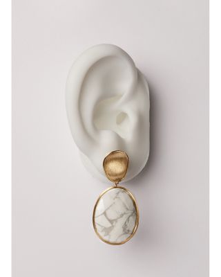 18K Yellow Gold Lunaria Howlite Drop Earrings - 150th Anniversary Exclusive