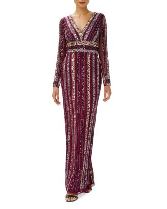 adrianna papell beaded column gown