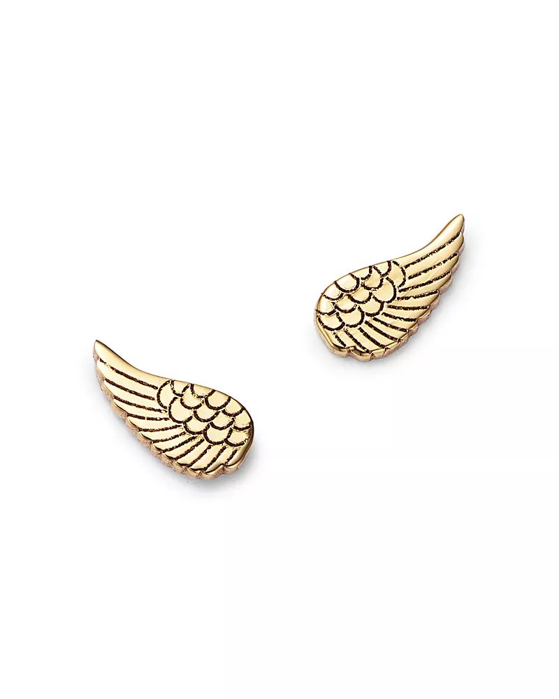 Zoe Chicco 14K Yellow Gold Itty Bitty Symbols Angel Wing Stud Earrings