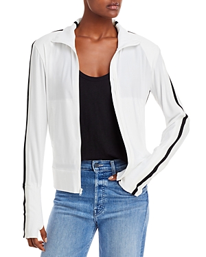 Norma Kamali Turtleneck Zip Up Jacket In Snow White