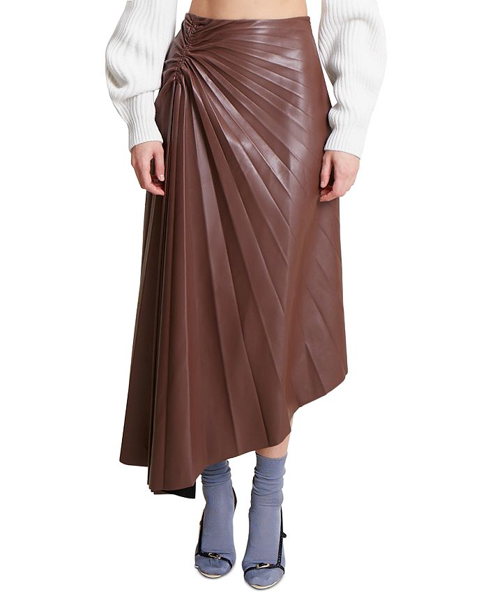 A.L.C. Tracy Asymmetric Pleated Vegan Leather Skirt | Bloomingdale's