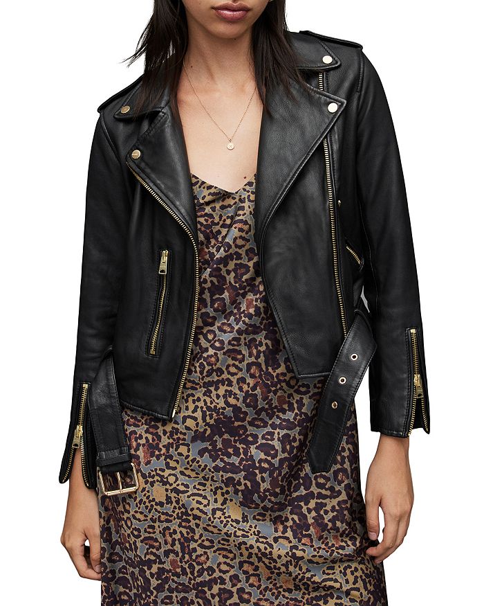 Faux Leather Biker Jacket In Leopard Print
