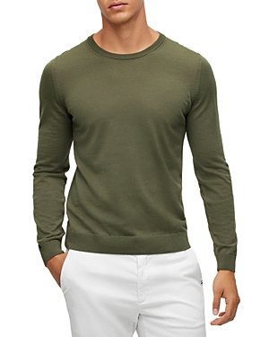 Hugo Boss Leno-p Slim Fit Wool Crewneck Sweater In Open Green