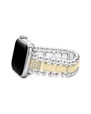Lagos Sterling Silver & 18K Gold Diamond Link Apple Smartwatch Bracelet, 38-45mm
