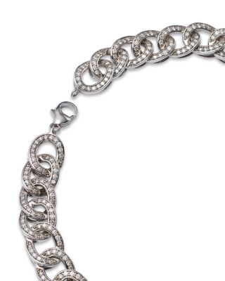Diamond Chain Link Collar Necklace in 14K White Gold, 6.0 tcw 