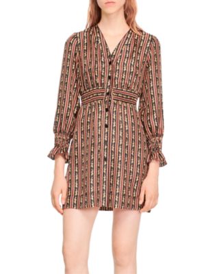 chinese dress ladies Sandro Pleated Button Detail Longsleeve dress - BOPF