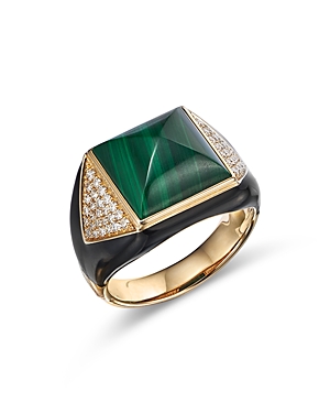 Bloomingdale's Malachite & Diamond Ring In 14k Yellow Gold - 100% Exclusive In Green/gold