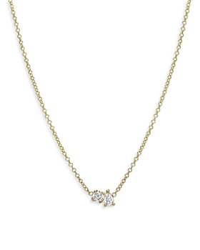 Zoe Lev - 14K Yellow Gold Diamond Pear & Round Toi et Moi Pendant Necklace, 16-18"