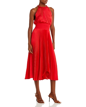 A.l.c Renzo Ii Asymmetric Pleated Midi-dress In Red