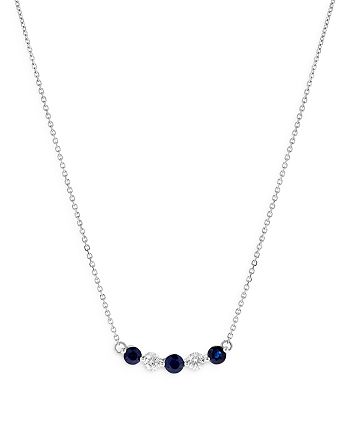 Bloomingdale's - Sapphire & Diamond Curved Bar Necklace in 14K White Gold, 16"- 100% Exclusive