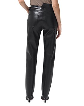 Bloomingdales Women Clothing Pants Leather Pants Recycled Leather Crisscross Waist Straight Leg Pants 