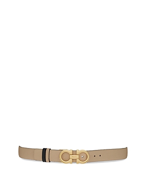 Ferragamo Salvatore  Women's Donna Leather Belt In Tan/gold