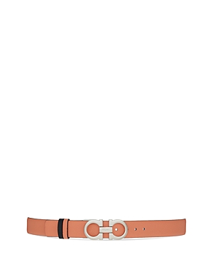 Ferragamo Salvatore  Women's Donna Leather Belt In Orange/silver