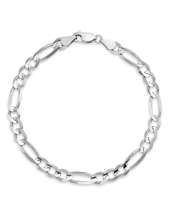 Bloomingdale's Men's Figaro Link Chain Bracelet in 14K White Gold - 100 ...