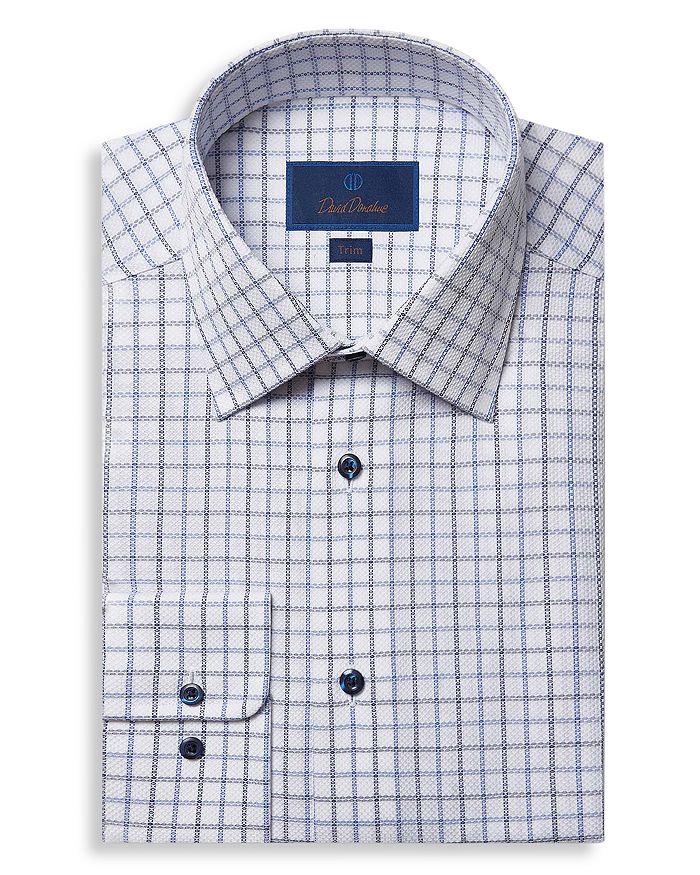 David Donahue Men's White/Dune Trim Fit Dress Shirt Size 15.5 - 32