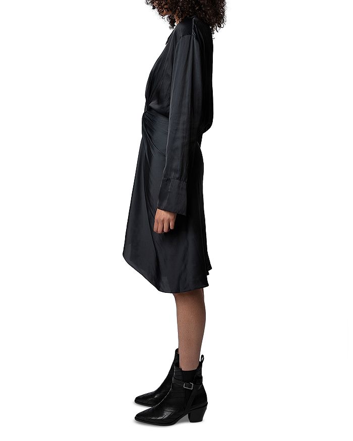 Shop Zadig & Voltaire Rozo Twist Front Satin Dress In Noir