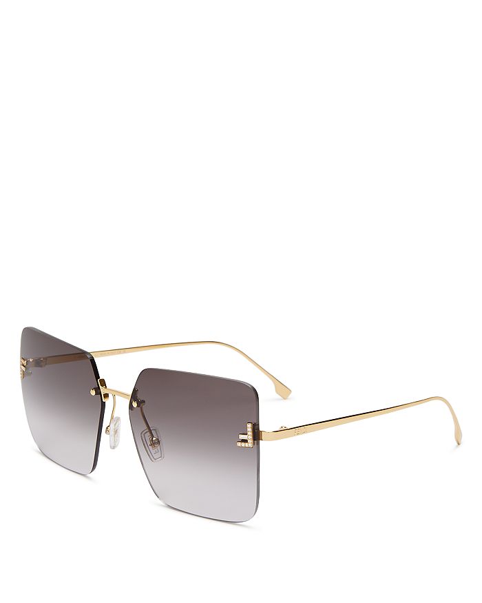 Shop Fendi Rimless Square Sunglasses, 59mm In Gold/gray Gradient