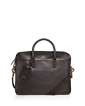 Polo Ralph Lauren Leather Briefcase Bag In Dark Brown