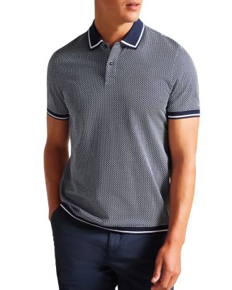 Ted Baker Affric Geo Textured Contrast Trim Short Sleeve Polo ...